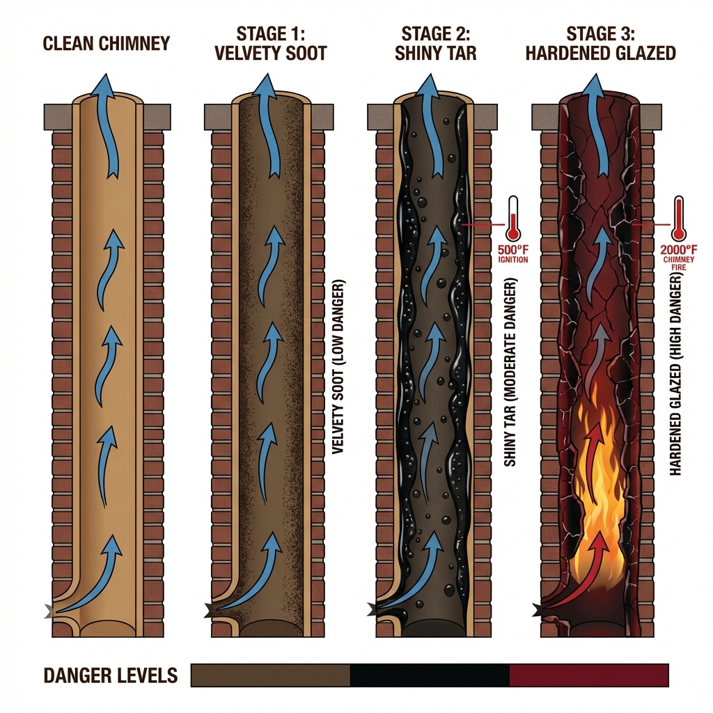 Creosote Buildup Stages Diagram
